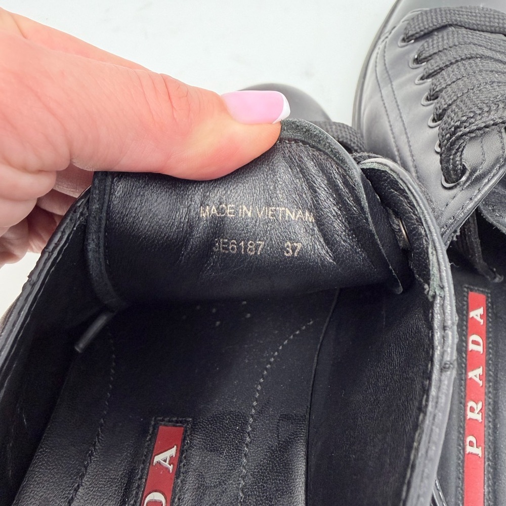 Prada Black Leather Sneakers size S - Picture 5 of 10
